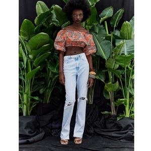 Zara flared ripped slim fit jeans